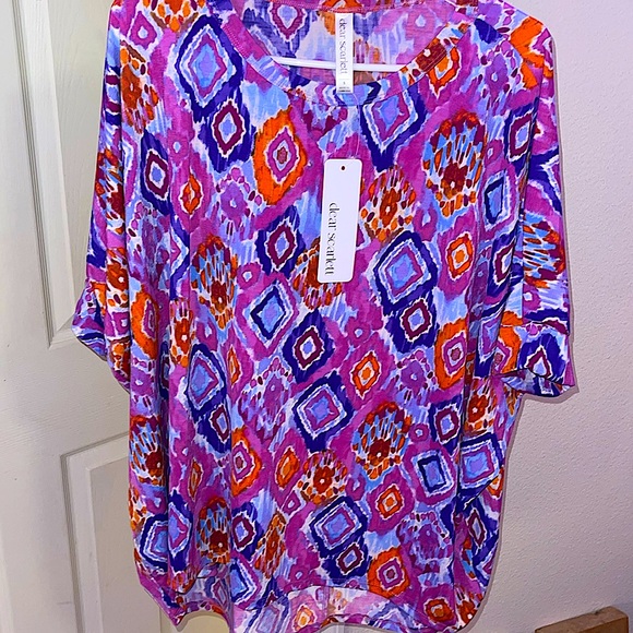 🆕🌿💜DEAR SCARLETT: Diamond Pattern Dolman Sleeve Poncho Top SMALL - Picture 4 of 5